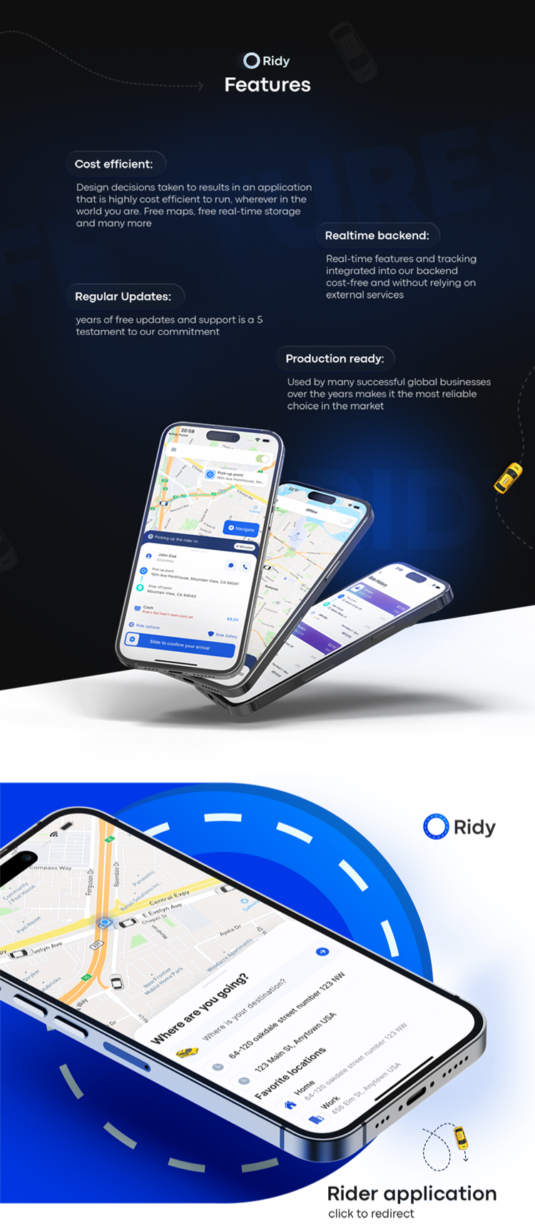 Ridy Taxi Applcation - Complete Taxi Solution with Admin Panel - 1